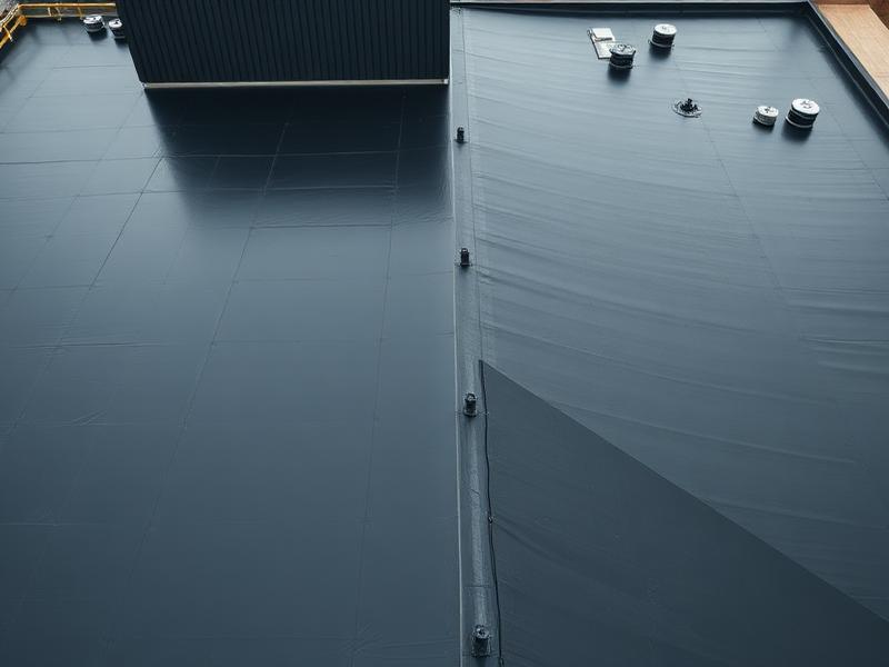 Completed commercial flat roof membrane