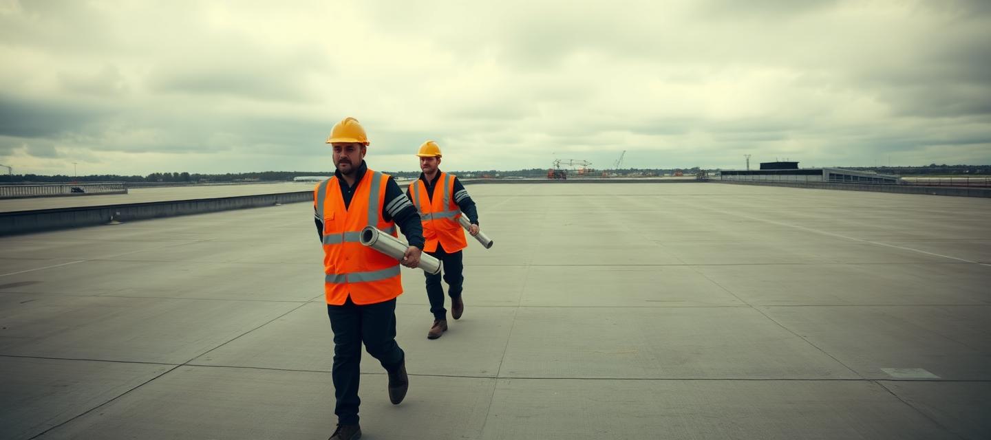 Apex roofing operatives on a commercial rooftop